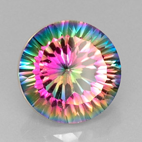 Quartzo místico multicolorido natural 5,86ct, corte redondo, VVS-VS