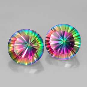 Pedras preciosas de quartzo místico multicolorido natural de  ct, corte redondo, VVS-VS