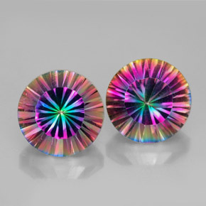 Pedras preciosas de quartzo místico multicolorido natural de  ct, corte redondo, VVS-VS