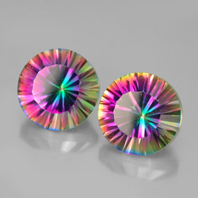 Pedras preciosas de quartzo místico multicolorido natural de  ct, corte redondo, VVS-VS