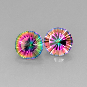 Pedras preciosas de quartzo místico multicolorido natural de  ct, corte redondo, VVS-VS