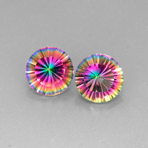 Pedras preciosas de quartzo místico multicolorido natural de  ct, corte redondo, VVS-VS