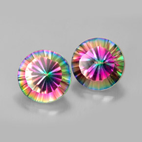 Pedras preciosas de quartzo místico multicolorido natural de  ct, corte redondo, VVS-VS