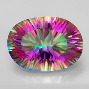 Quartzo místico multicolorido natural 11,63ct, corte oval, VVS