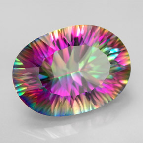 Quartzo místico multicolorido natural 11,63ct, corte oval, VVS
