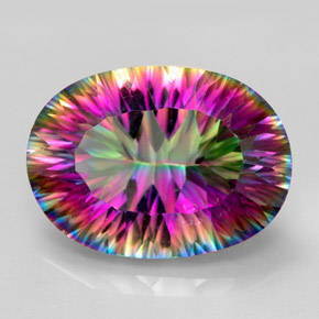 Quartzo místico multicolorido natural 10,99ct, corte oval, VVS