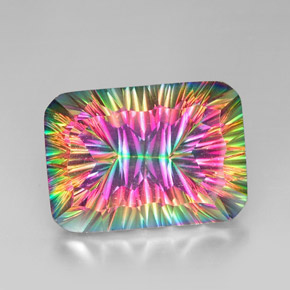 Quartzo místico multicolorido natural 40,08ct, almofada cortada, VVS-VS