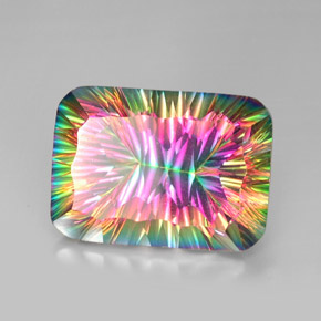 Quartzo místico multicolorido natural 40,08ct, almofada cortada, VVS-VS