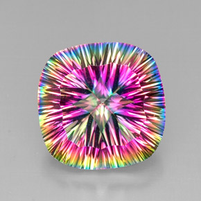 Quartzo místico multicolorido natural 27,53ct, almofada cortada, VVS-VS