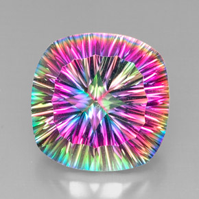 Quartzo místico multicolorido natural 28,01ct, almofada cortada, VVS-VS