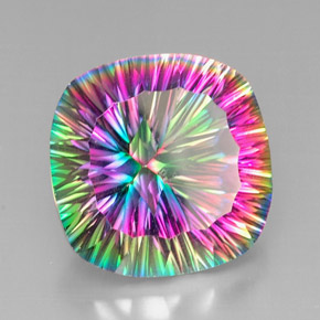 Quartzo místico multicolorido natural 28,01ct, almofada cortada, VVS-VS