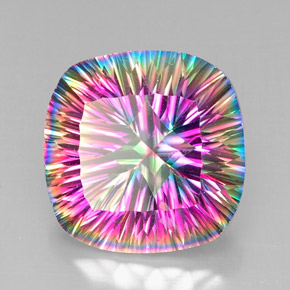 Quartzo místico multicolorido natural 28,41ct, almofada cortada, VVS-VS