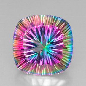 Quartzo místico multicolorido natural 28,84ct, almofada cortada, VVS-VS