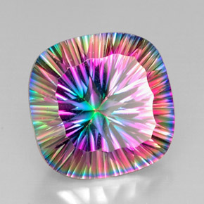 Quartzo místico multicolorido natural 28,84ct, almofada cortada, VVS-VS