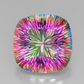Quartzo místico multicolorido natural 28,86ct, almofada cortada, VVS-VS