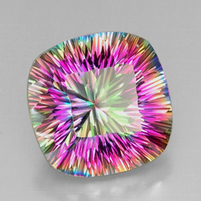 Quartzo místico multicolorido natural 28,86ct, almofada cortada, VVS-VS