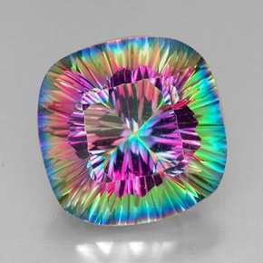 Quartzo Místico Top Rainbow Natural 29.12ct, Almofada cortada, VVS-VS