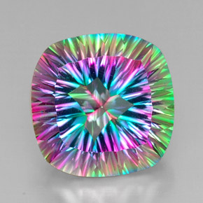 Quartzo místico multicolorido natural 30,71ct, almofada cortada, VVS-VS