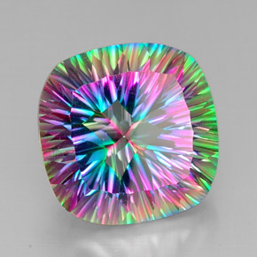 Quartzo místico multicolorido natural 30,71ct, almofada cortada, VVS-VS