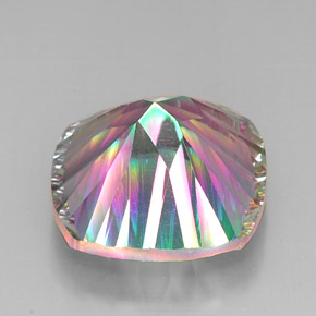 Quartzo místico multicolorido natural 30,71ct, almofada cortada, VVS-VS