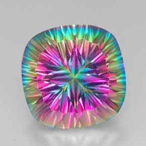 Quartzo místico multicolorido natural 30,84ct, almofada cortada, VS