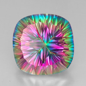 Quartzo místico multicolorido natural 30,84ct, almofada cortada, VS