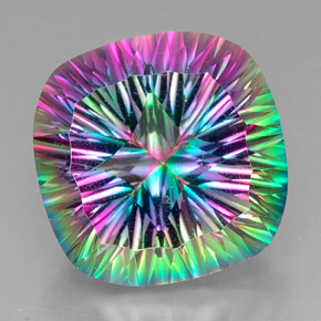 Quartzo místico multicolorido natural 32,74ct, almofada cortada, VVS-VS