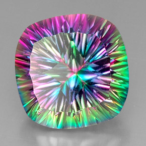 Quartzo místico multicolorido natural 32,74ct, almofada cortada, VVS-VS