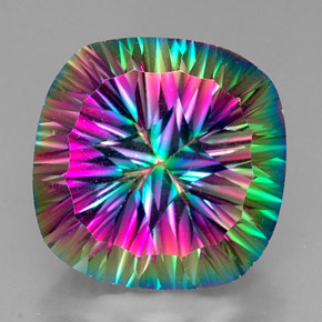 Quartzo místico multicolorido natural 32,97ct, almofada cortada, VVS-VS