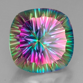 Quartzo místico multicolorido natural 32,97ct, almofada cortada, VVS-VS