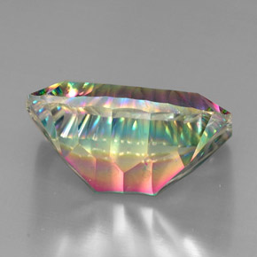 Quartzo místico multicolorido natural 37,43ct, corte esmeralda, VVS-VS