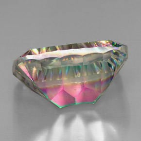Quartzo místico multicolorido natural 38,06ct, corte esmeralda, VVS-VS