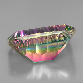 Quartzo místico multicolorido natural 38,22ct, corte esmeralda, VVS-VS