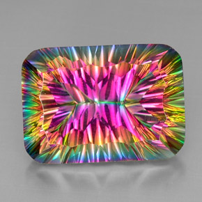 Quartzo místico multicolorido natural 38,40ct, almofada cortada, VVS-VS