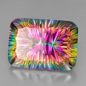 Quartzo místico multicolorido natural 38,40ct, almofada cortada, VVS-VS