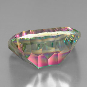 Quartzo místico multicolorido natural 38,59ct, corte esmeralda, VS