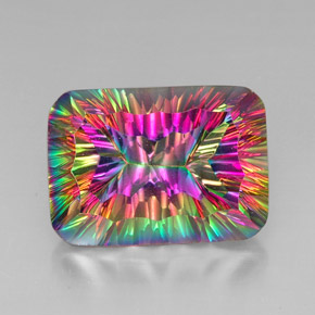 Quartzo místico multicolorido natural 39,77ct, almofada cortada, VVS-VS