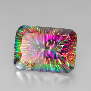 Quartzo místico multicolorido natural 39,77ct, almofada cortada, VVS-VS