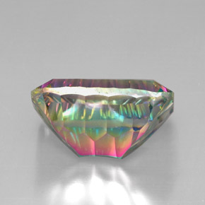 Quartzo místico multicolorido natural 39,83ct, corte esmeralda, VVS-VS