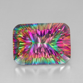 Quartzo Místico Top Rainbow Natural 39.92ct, Corte Esmeralda, VVS-VS