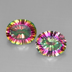 Pedras preciosas de quartzo místico multicolorido natural de  ct, corte oval, VVS-VS