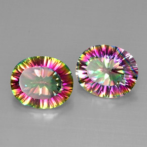 Pedras preciosas de quartzo místico multicolorido natural de  ct, corte oval, VVS-VS