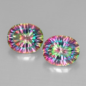 Pedras preciosas de quartzo místico multicolorido natural de  ct, corte oval, VVS-VS