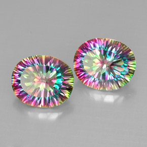 Pedras preciosas de quartzo místico multicolorido natural de  ct, corte oval, VVS-VS