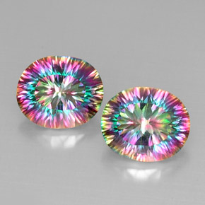 Pedras preciosas de quartzo místico multicolorido natural de  ct, corte oval, VVS-VS