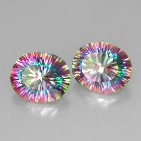 Pedras preciosas de quartzo místico multicolorido natural de  ct, corte oval, VVS-VS