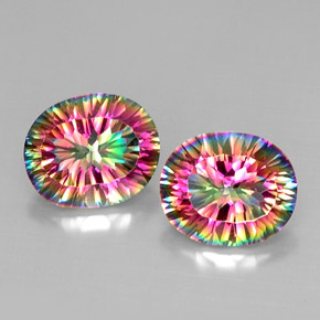 Pedras preciosas de quartzo místico multicolorido natural de  ct, corte oval, VVS-VS