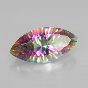 Quartzo místico multicolorido natural 3,79ct, marquise, VS