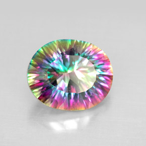 Quartzo místico multicolorido natural 4,59ct, corte oval, VS