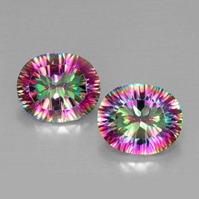 Pedras preciosas de quartzo místico multicolorido natural de  ct, corte oval, VVS-VS